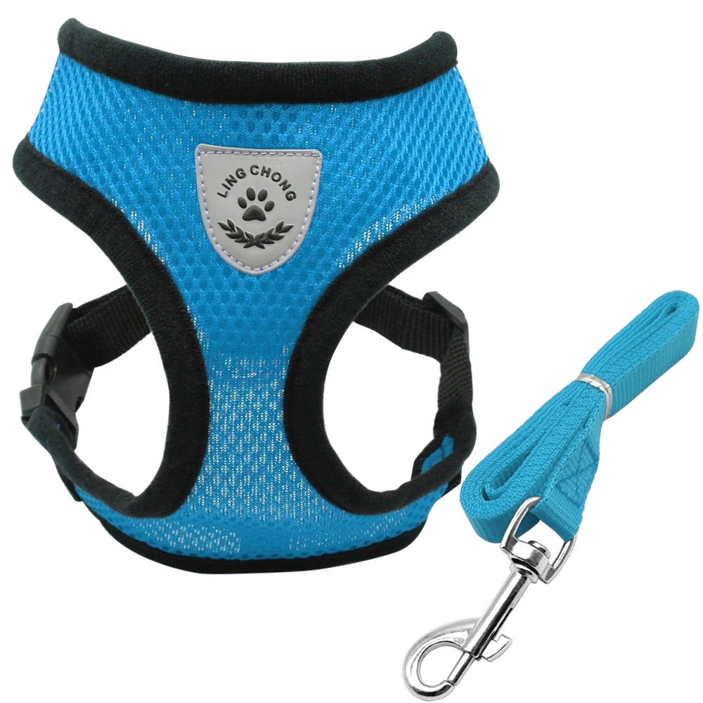 Breathable Mesh Cat Harness with Leash - Reflective Pet Safety