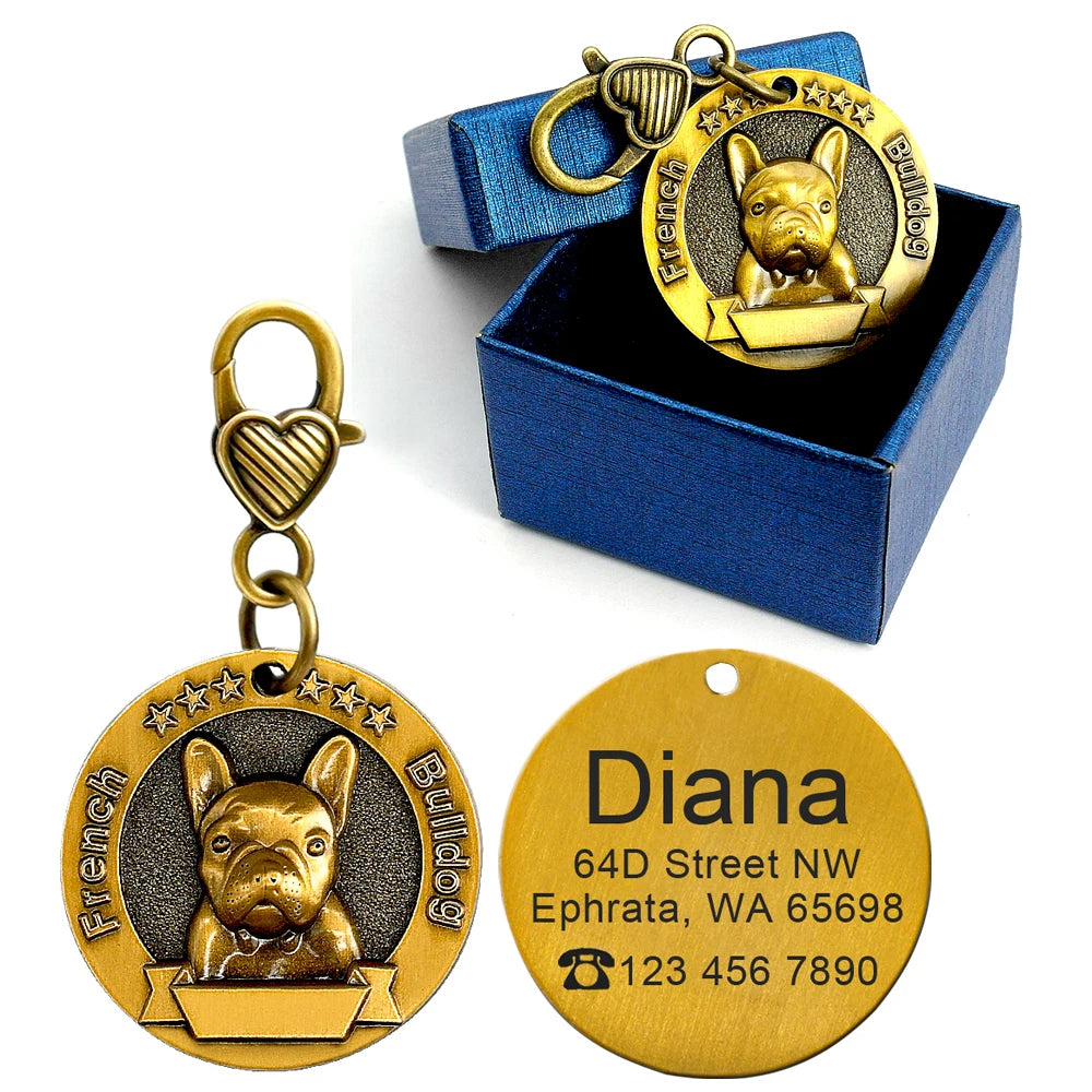 Personalized Dog ID Tag Copper Plated - Custom Engraved Pet Nameplate