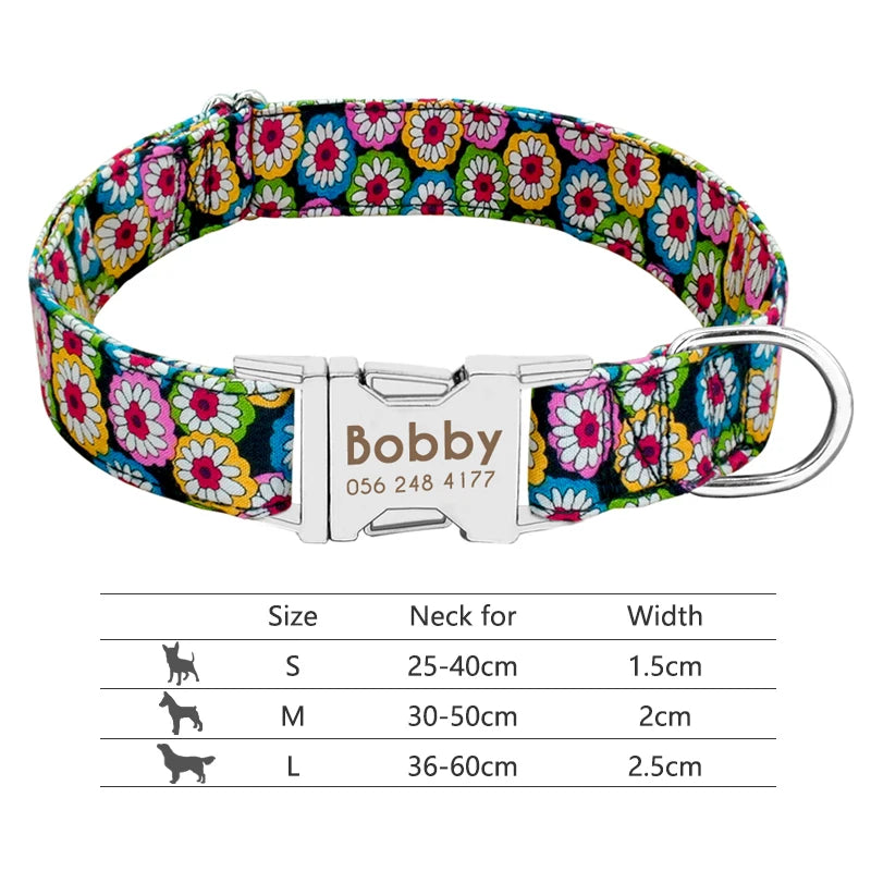 Personalized Dog Collar with Engraved ID - Reflective Nylon Safety 011-Red