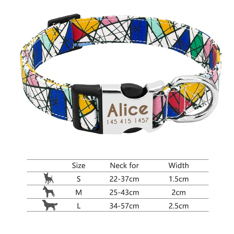 Personalized Dog Collar with Engraved ID - Reflective Nylon Safety 217-JH