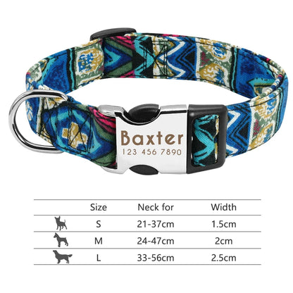 Personalized Dog Collar with Engraved ID - Reflective Nylon Safety 013-Blue