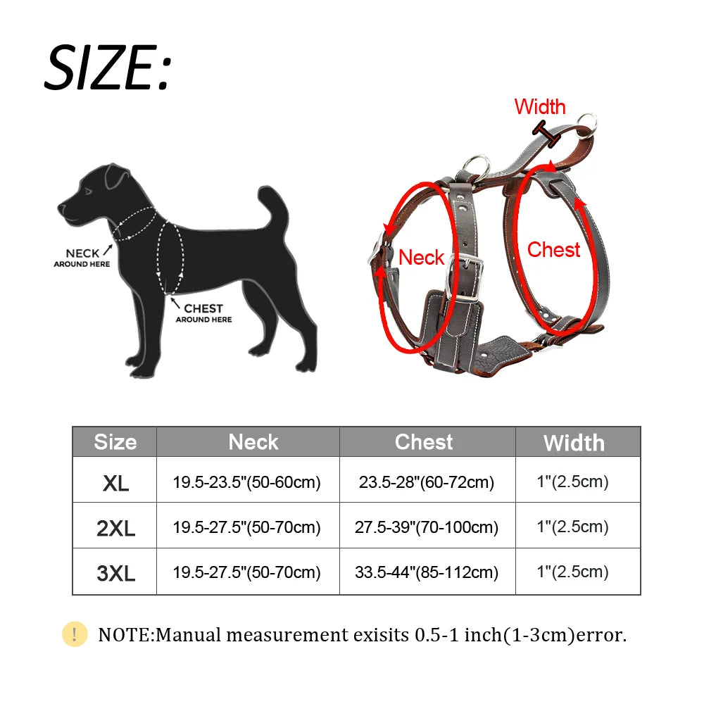 Leather Dog Harness Large Dogs - Training Vest with Control Handle
