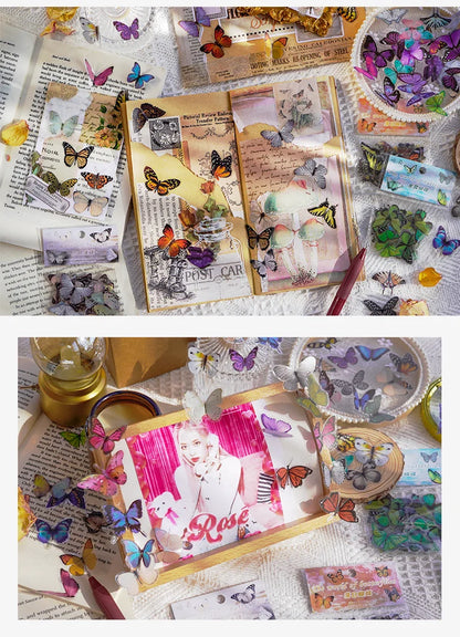 Butterfly Stickers Set - 40 PET Transparent Decals Pack