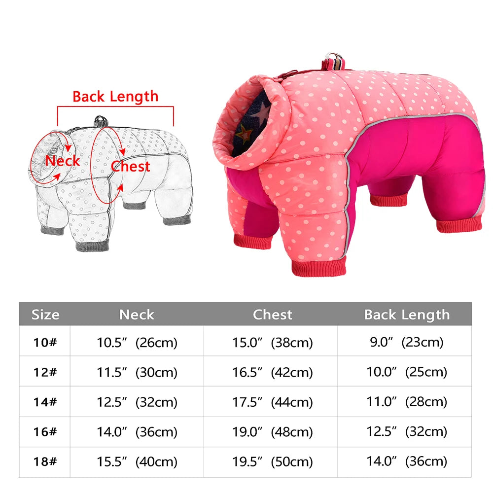 Winter Dog Jacket - Waterproof Reflective Harness Coat S-XXL 288 Pink