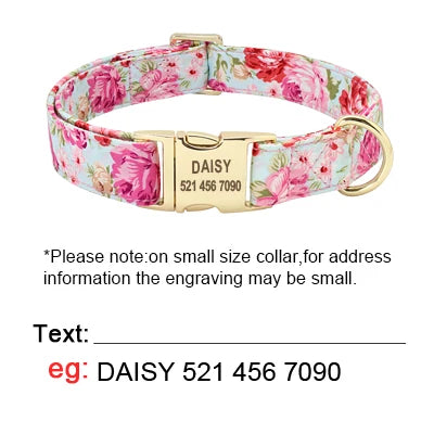 Personalized Dog Collar and Leash Set with Custom ID Tag Pink Collar