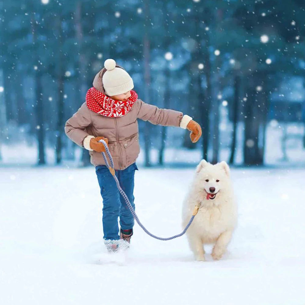 150cm Round Cotton Dog Leash - Soft Braided Training Lead