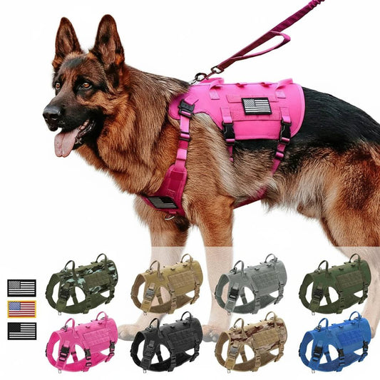 Tactical Dog Harness Military Vest Medium Large Dogs - Durable Nylon