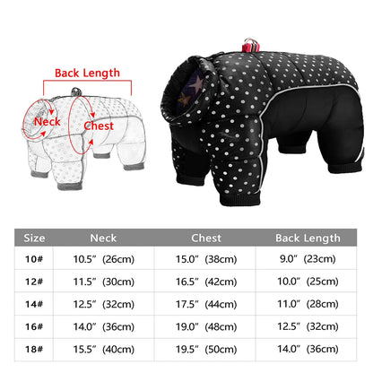 Winter Dog Jacket - Waterproof Reflective Harness Coat S-XXL 288 Black