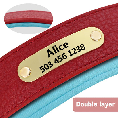 Custom Engraved Leather Dog Collar - Personalized ID Plate
