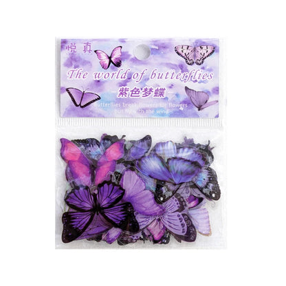 Butterfly Stickers Set - 40 PET Transparent Decals Pack 6--FSD41F4SD