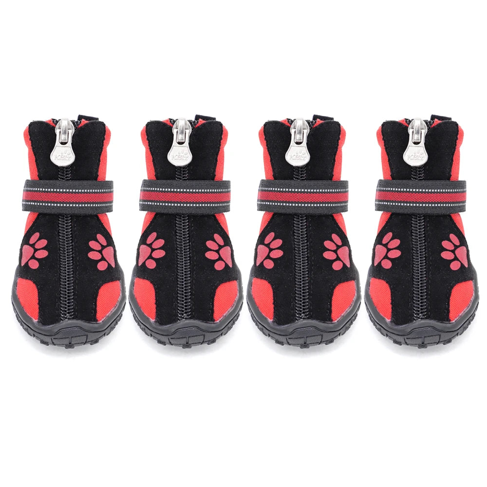 Waterproof Dog Boots - Anti-Slip Winter Paw Protection Shoes Red
