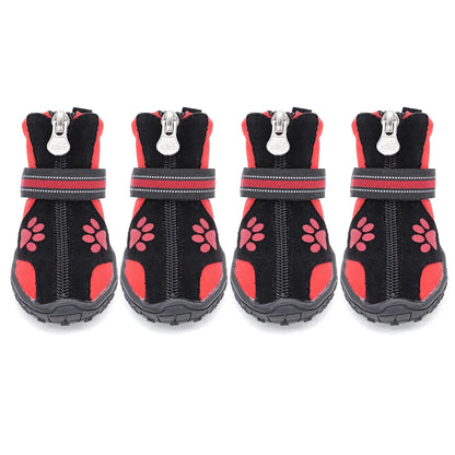 Waterproof Dog Boots - Anti-Slip Winter Paw Protection Shoes Red