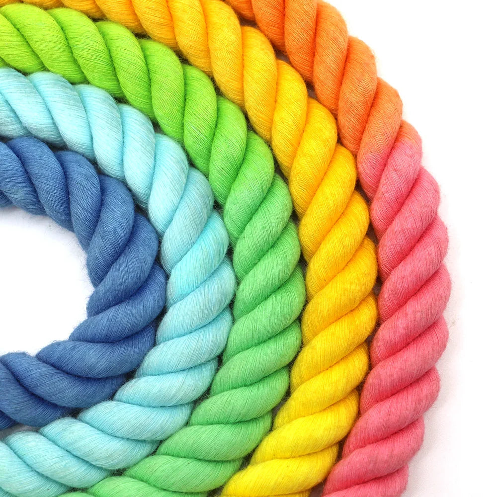 Colorful Rainbow Dog Leash - Premium Cotton Round Lead Rope