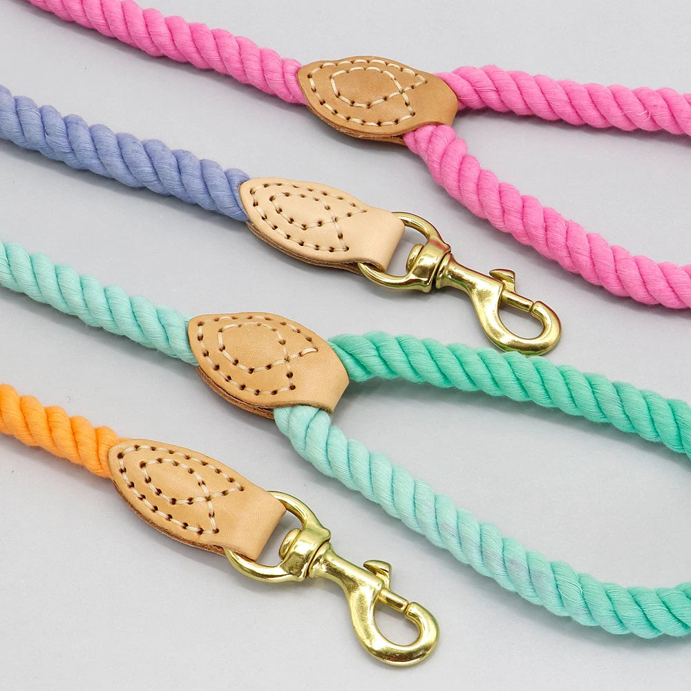 150cm Round Cotton Dog Leash - Soft Braided Training Lead