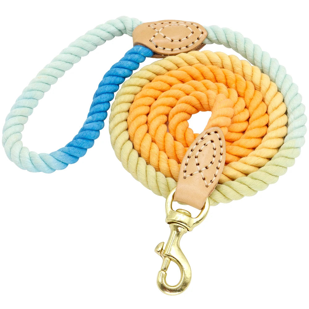 150cm Round Cotton Dog Leash - Soft Braided Training Lead Orange 150cm