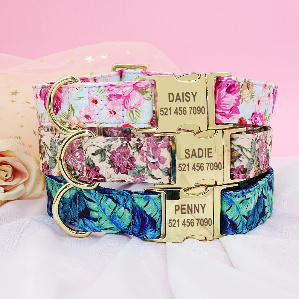Personalized Dog Collar and Leash Set with Custom ID Tag