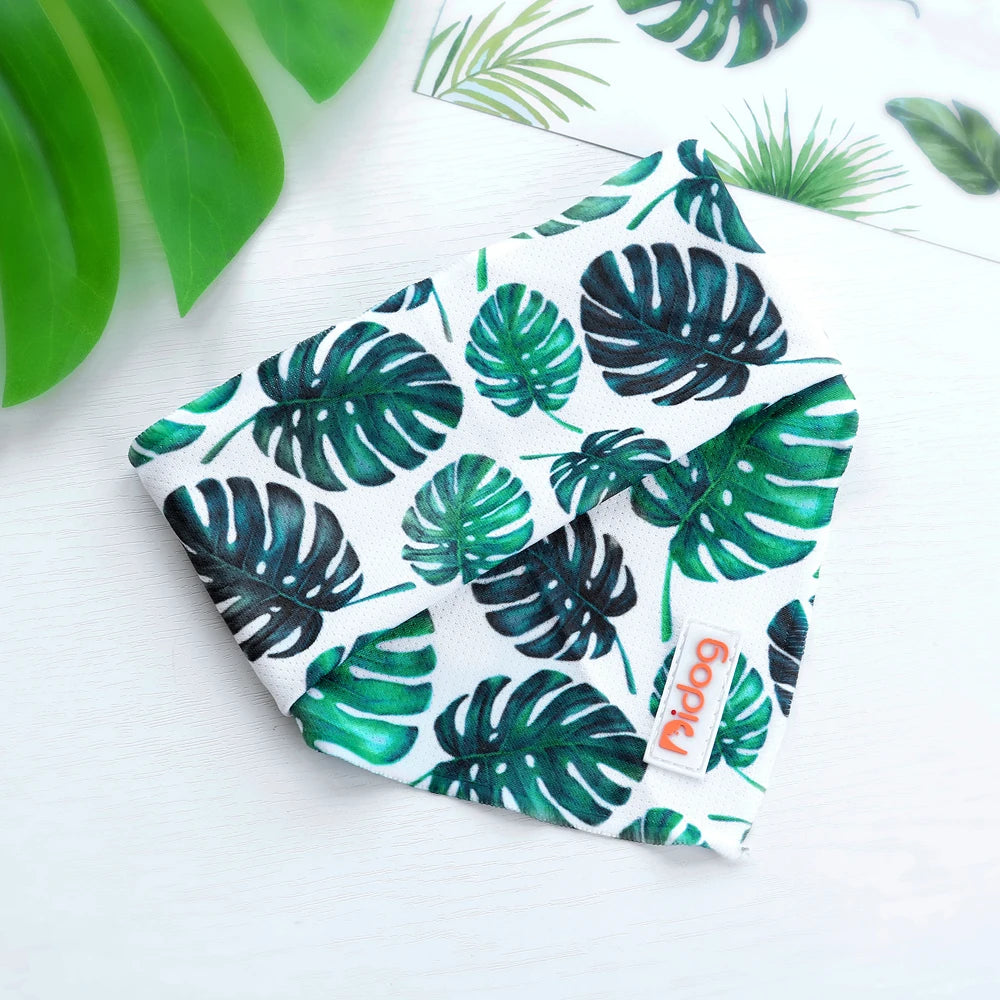 Soft Cotton Dog Bandana Scarf - Cute Print Pet Collar Accessory Green 57cm