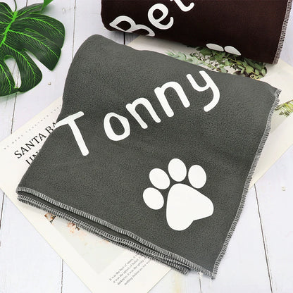 Personalized Dog Blanket Coral Fleece - Custom Pet Name & Paw Print