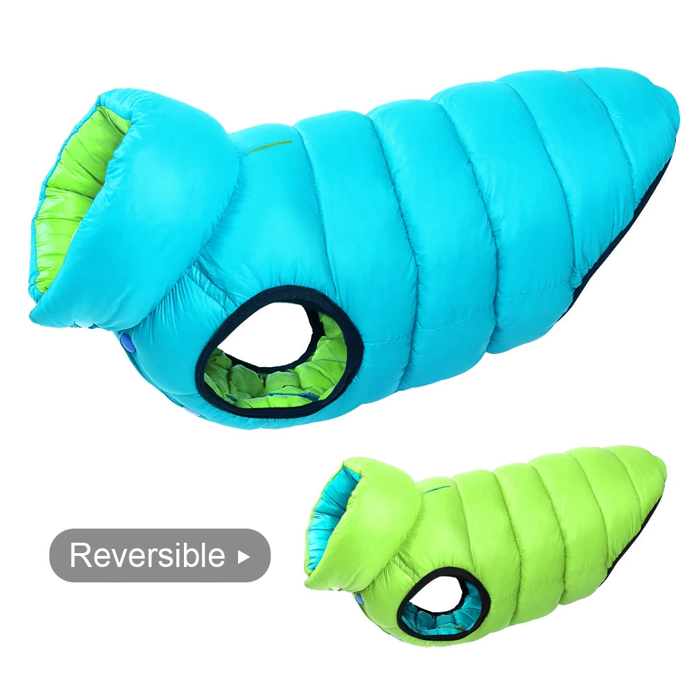Waterproof Dog Winter Jacket Reversible - 3 Layer Warm Vest Coat Green