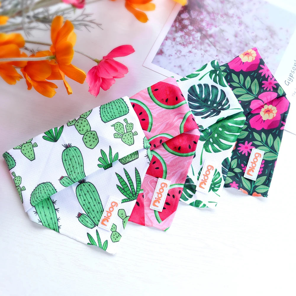 Soft Cotton Dog Bandana Scarf - Cute Print Pet Collar Accessory
