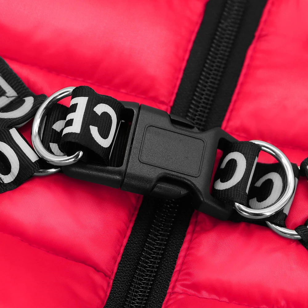 Warm Winter Dog Coat with Harness - Thick Cotton Down Jacket