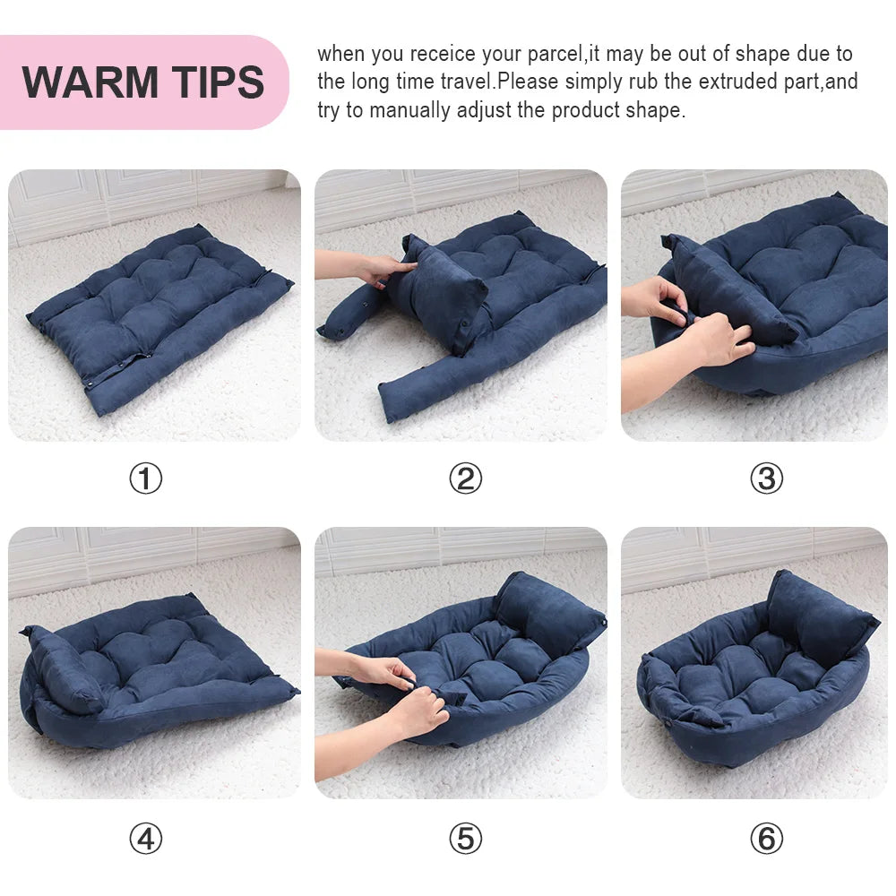 3-in-1 Multifunctional Dog Bed - Warm Winter Pet Sofa & Cushion