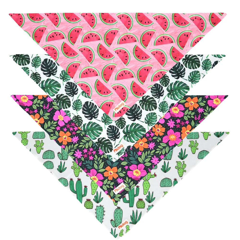 Soft Cotton Dog Bandana Scarf - Cute Print Pet Collar Accessory