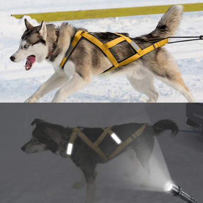 Waterproof Dog Sledding Harness - Reflective Weight Pulling Vest yellow
