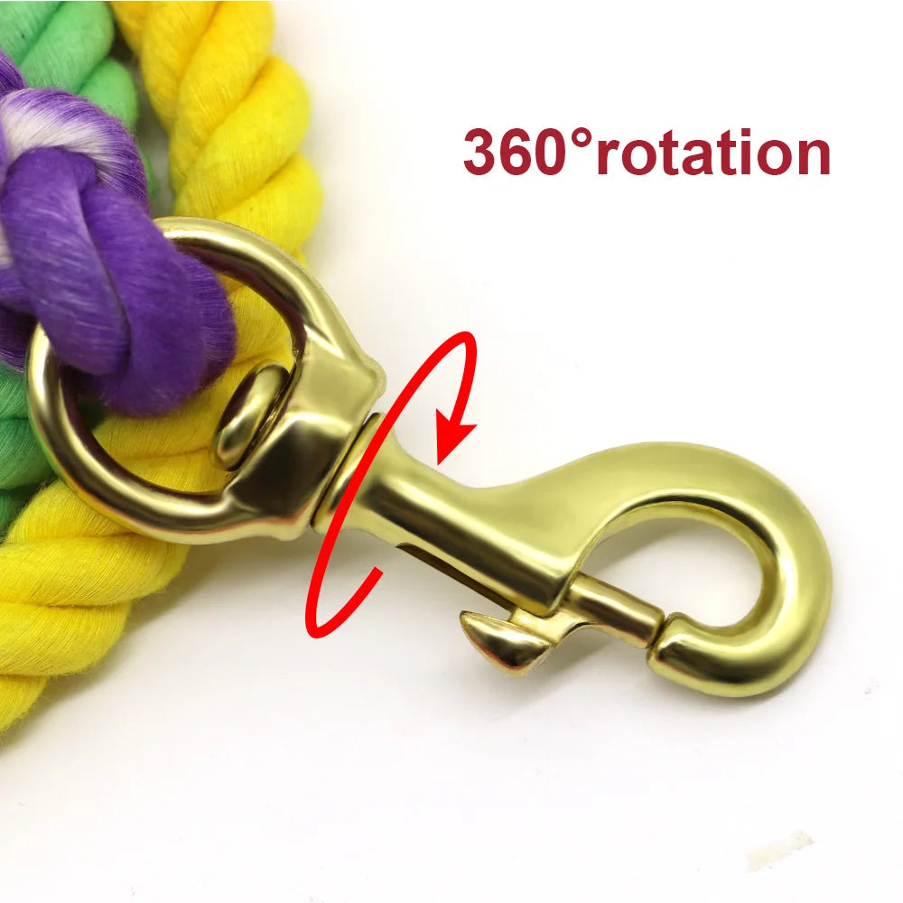 Colorful Rainbow Dog Leash - Premium Cotton Round Lead Rope
