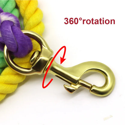 Colorful Rainbow Dog Leash - Premium Cotton Round Lead Rope