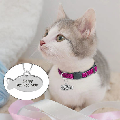 Personalized Cat Dog ID Tag - Engraved Nameplate for Collar