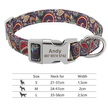 Custom Dog Collar with Free Engraving - Personalized Pet ID Nylon Purple 7