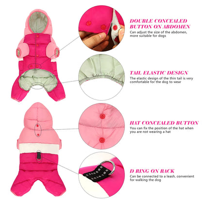 Winter Dog Jacket - Waterproof Reflective Harness Coat S-XXL