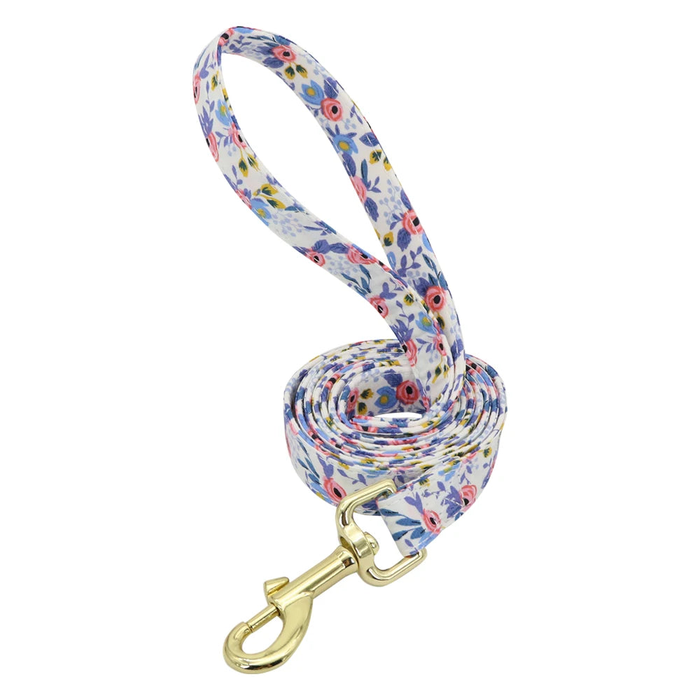 Custom Engraved Dog Collar with Leash Set - Personalized Pet ID Blue Leash