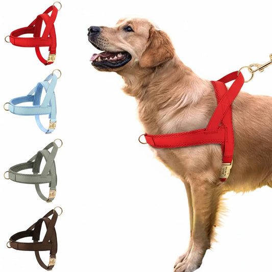Custom Leather Dog Harness - Personalized No Pull Vest S-XL