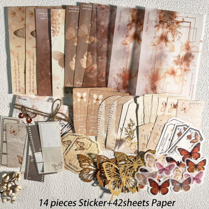 Vintage Scrapbook Set - 56 Pieces DIY Journal Supplies Kit A1007