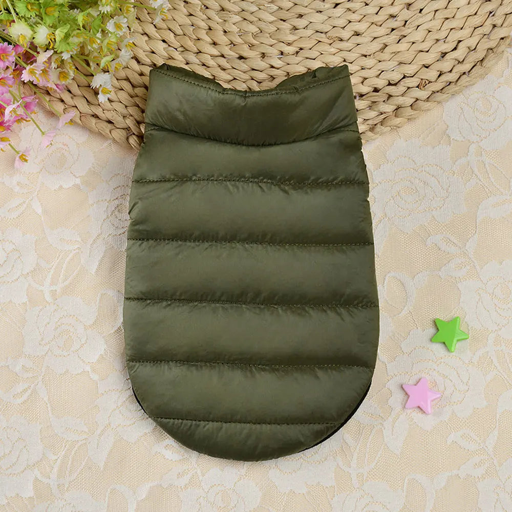 Winter Dog Jacket - Warm Down Coat for Small Medium Dogs Green