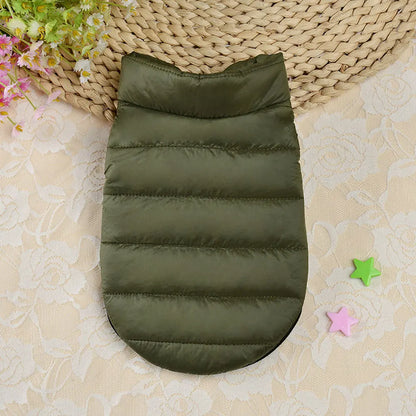 Winter Dog Jacket - Warm Down Coat for Small Medium Dogs Green