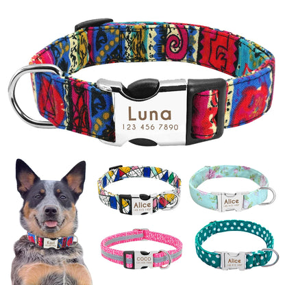 Personalized Dog Collar with Engraved ID - Reflective Nylon Safety