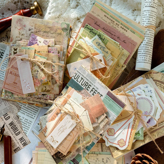 100PCS Vintage Scrapbooking Paper Kit - DIY Junk Journal Decor
