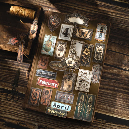 Vintage Relief Tags Stickers - 20pcs Scrapbooking Art Collage