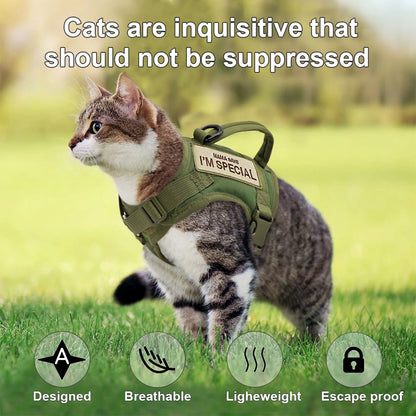 Tactical Cat Harness Vest with Handle - Military Style Nylon