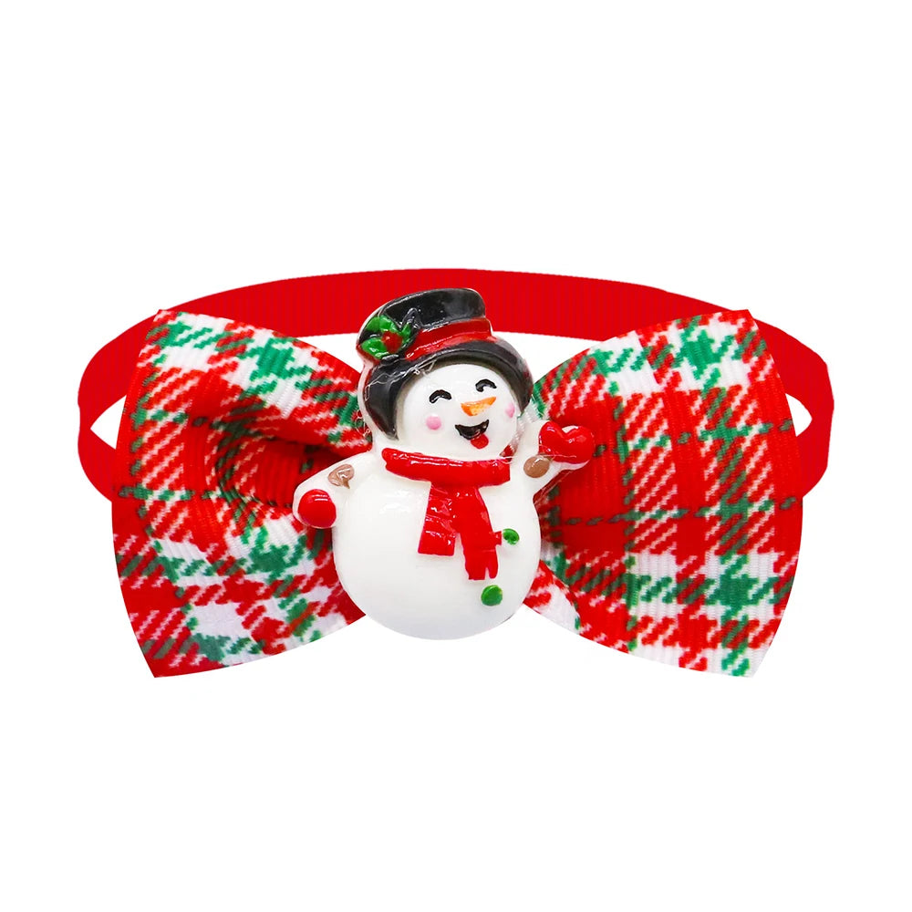 Christmas Dog Bowties Set - 30 Festive Plaid Bow Ties for Dogs