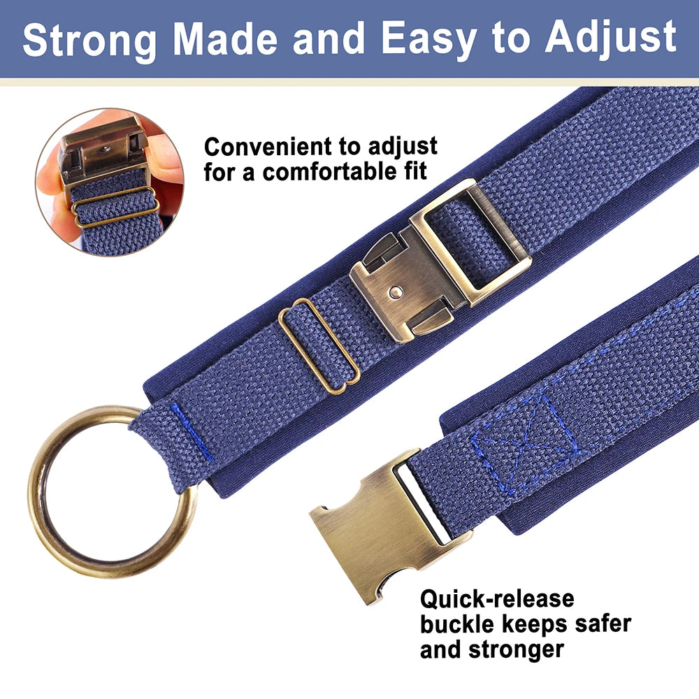 Soft Padded Dog Collar - Adjustable Nylon Pet Collar for Dogs