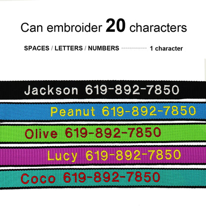 Custom Dog Collar with Embroidered Name - Adjustable Nylon Pet ID