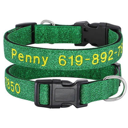 Personalized Reflective Dog Collar - Custom Embroidered Name & Phone 34 Green