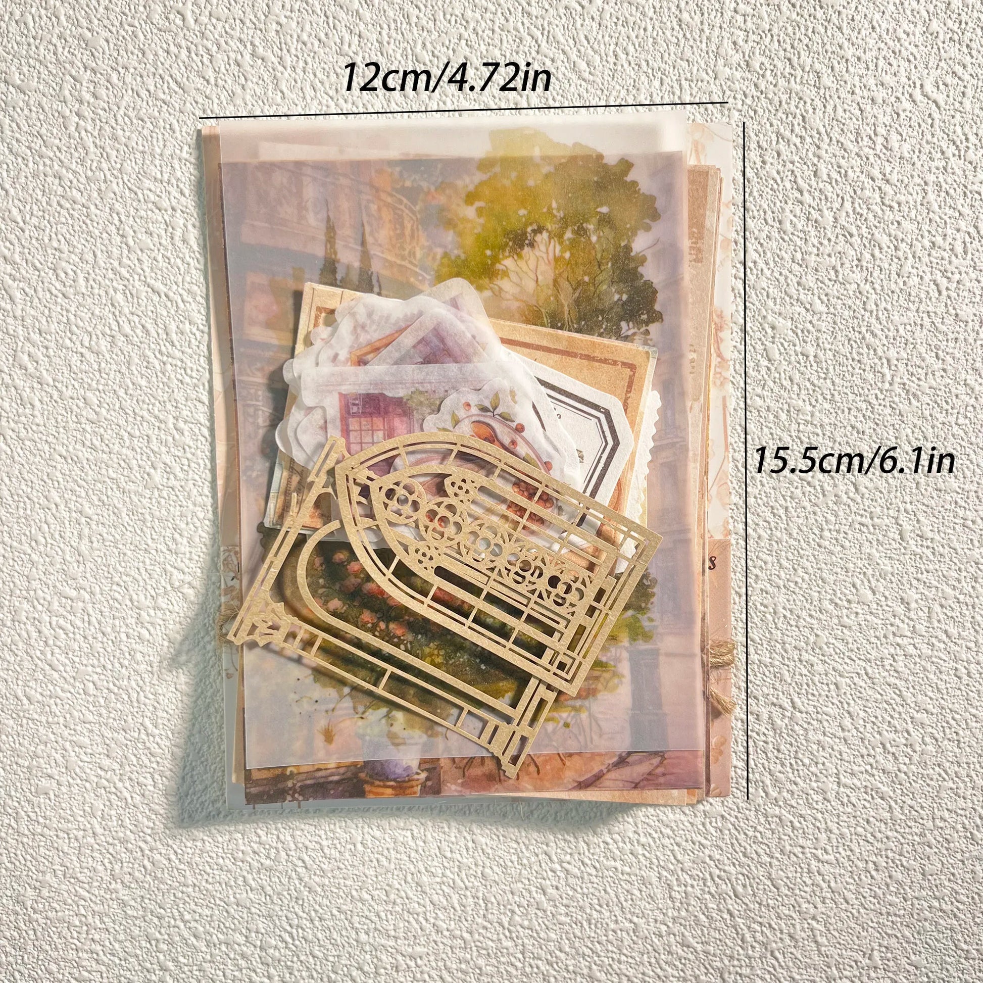 Vintage Scrapbook Set - 56 Pieces DIY Journal Supplies Kit