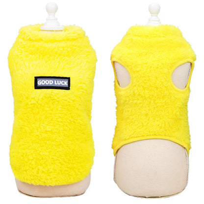 Warm Fleece Dog Cat Clothes - Winter Jacket Vest for Small Dogs Yellow