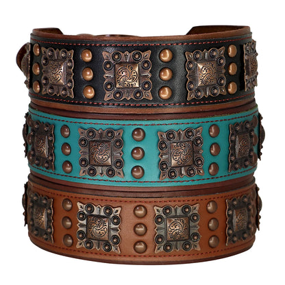 2 Inch Wide Spiked Leather Dog Collar for Large Dogs