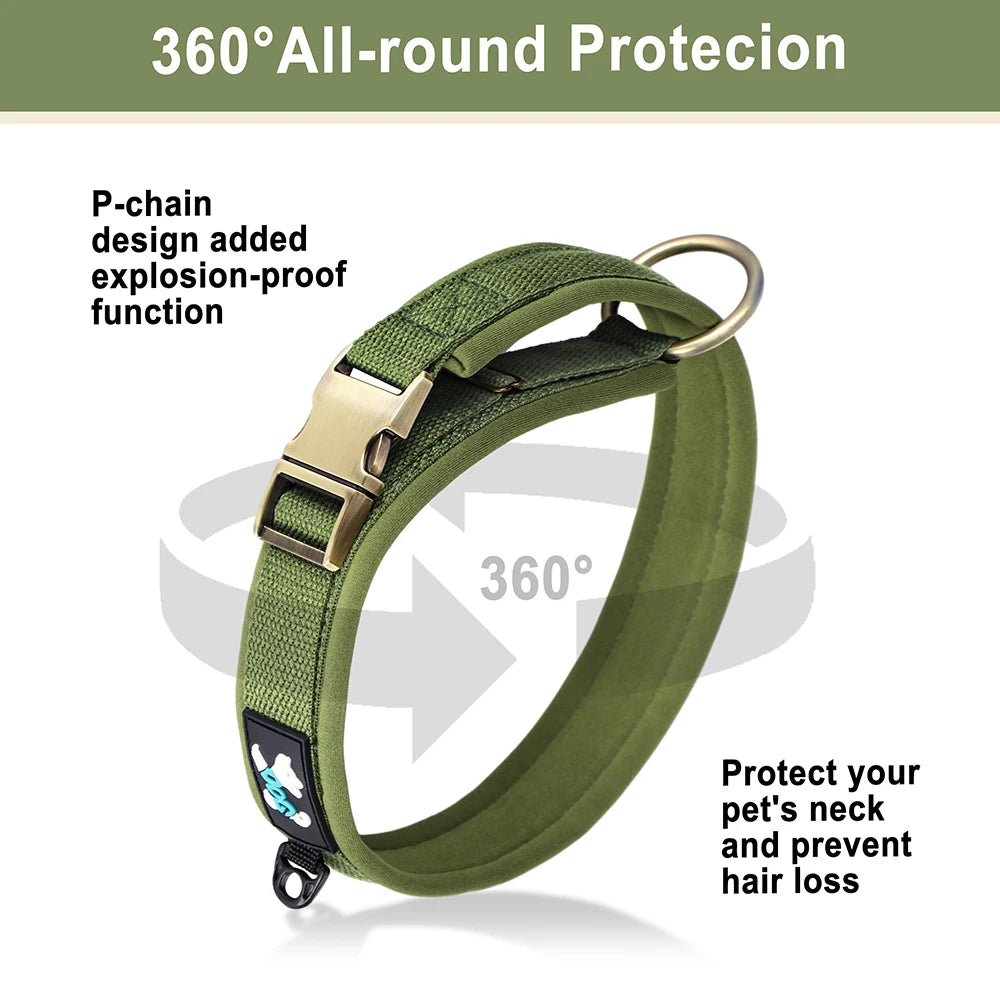 Soft Padded Dog Collar - Adjustable Nylon Pet Collar for Dogs Green